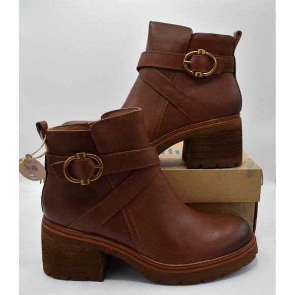 Sofft Womens Size 11 Jenine Bourbon Leather Zip Block Heel Ankle Boots Shoes - Picture 13 of 15